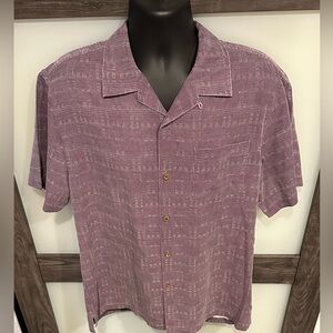 Tommy Bahama M 100% Silk Original Fit Mens Plum Purple Button Up Shirt Cruise